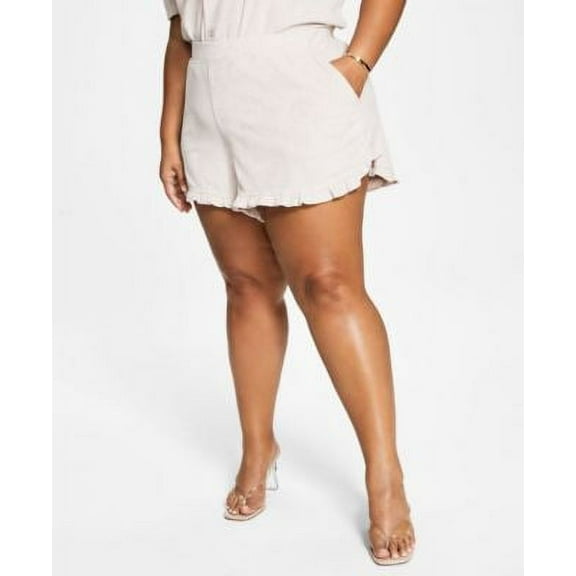MSRP $40 Bar III Women Plus Size Terry Cloth Ruffled Lounge Shorts Size 4X