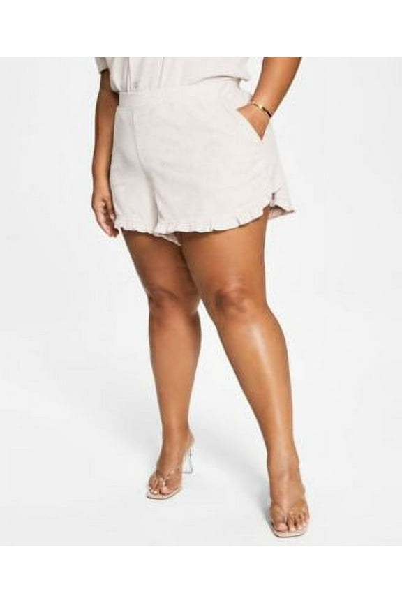 MSRP $40 Bar III Women Plus Size Terry Cloth Ruffled Lounge Shorts Size 4X