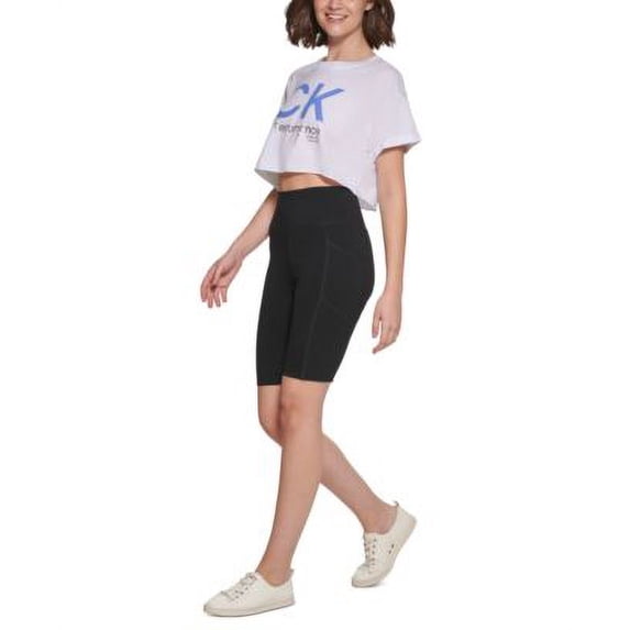 Calvin Klein Performance Womens Cropped Logo T-Shirt White Hyacinth XL