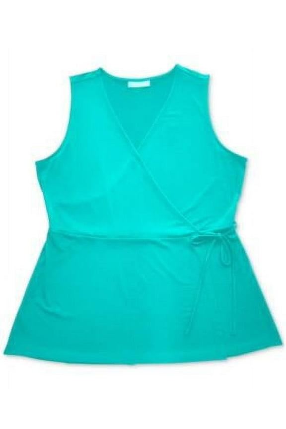 MSRP $40 Charter Club Cotton V-Neck Wrap Top Blue Size Small