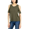 thumbnail image 1 of INC International Concepts Womens Cold Shoulder T-Shirt Burnt Olive 2XL, 1 of 4