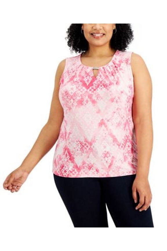 Plus Size Tie Dyed Jacquard Top Berry Sorbet Combo 1X