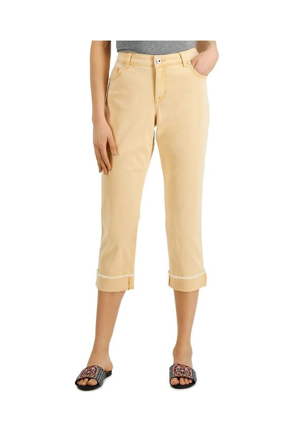 Style & Co Curvy Cuffed Capri Jeans Honeybee Wash 6