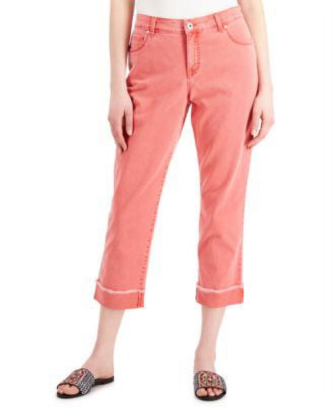 MSRP $40 Style & Co Curvy Cuffed Capri Jeans Salmon Size 8 