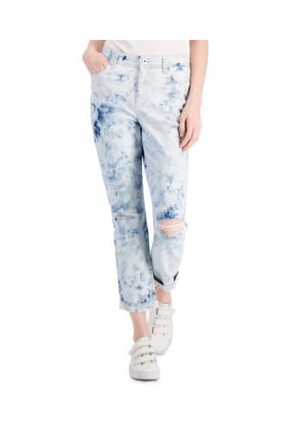 Style & Co Distressed Girlfriend Jeans Indigo Ski 4