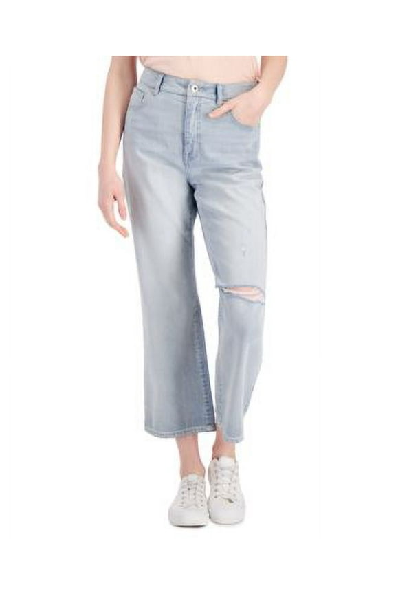 MSRP $40 Style & Co Slouchy-Fit High-Rise Cropped Jeans Light Blue Size 16