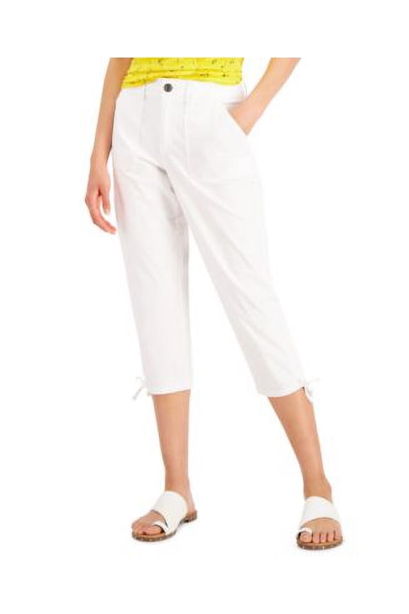 MSRP $40 Style & Co Women Petite Mid-Rise Utility Capri Pants White Size 6P