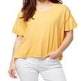 thumbnail image 1 of MSRP $40 William Rast Women's Annika Flutter Short Sleeve Top Gold Size Large, 1 of 1