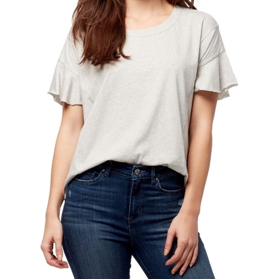 MSRP $40 William Rast Women's Annika Flutter Short Sleeve Top Gray Size XL