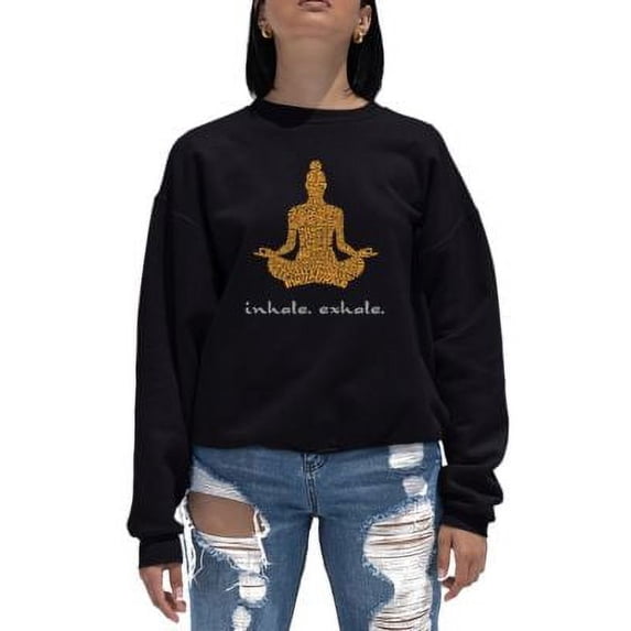 MSRP $40 Word Art Crewneck Inhale Exhale Sweatshirt Black Size Medium