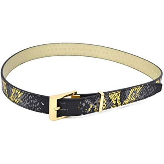MSRP $44 DKNY Women's Metallic Snake-embossed Belt Charcoal Size Large