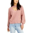 thumbnail image 1 of MSRP $44 Hooked Up by Iot Juniors' Mossy Choker Sweater Pink Size Medium, 1 of 3