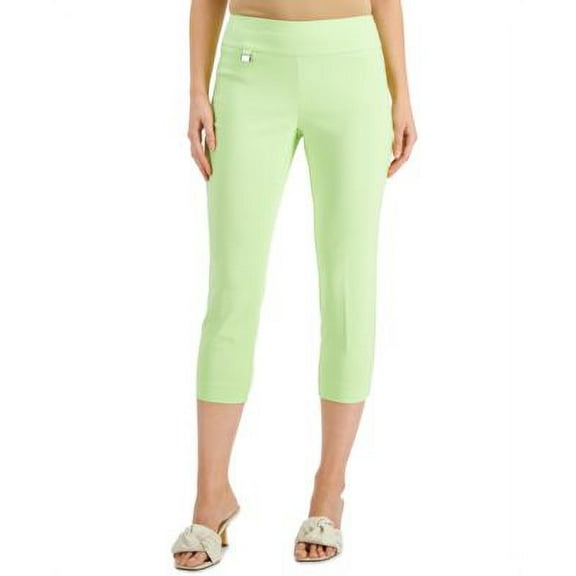 MSRP $45 Alfani Essential Women Pull-On Tummy-Control Capri Pants Green Size 4