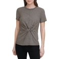 thumbnail image 1 of MSRP $45 Dkny Women's Striped Twist Front T-Shirt Black Size Small NWOT, 1 of 1