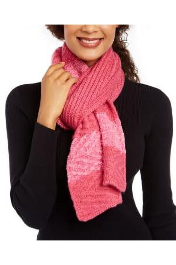 MSRP $45 Inc Chenille Striped Arrow-Stitch Muffler Scarf Pink One Size
