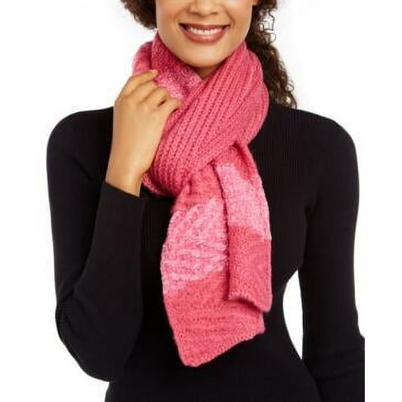MSRP $45 Inc Chenille Striped Arrow-Stitch Muffler Scarf Pink One Size