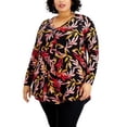 thumbnail image 1 of MSRP $45 Jm Collection Plus Size Printed Pleat-Front Tunic Black Size 1X, 1 of 1