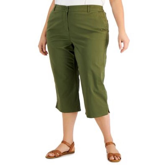 MSRP $45 Karen Scott Plus Size Comfort-Waist Capri Pants Green Size 24W