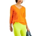 thumbnail image 1 of MSRP $45 Style & Co Waffle-Knit Henley T-Shirt Orange Size Medium, 1 of 1