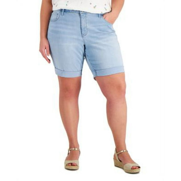 MSRP $45 Style & Co Women Plus Size Denim Mid-Rise Bermuda Shorts Size 24W