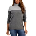thumbnail image 1 of MSRP $47 Karen Scott Colorblocked Turtleneck Sweater Grey Size Small, 1 of 1