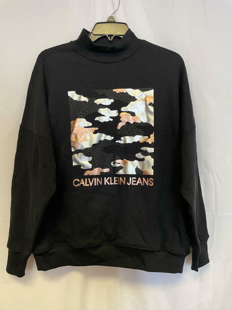 MSRP 48 Calvin Klein Jeans Mock Neck Camo Sweatshirt Size Medium