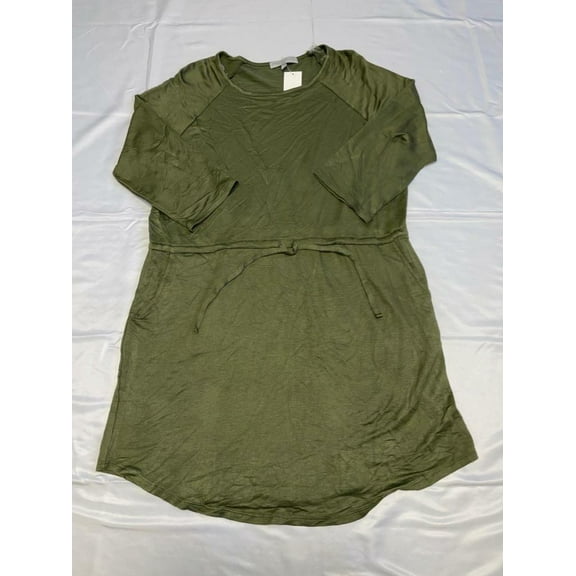 MSRP $48 Jamie & Layla Petite French Terry Shirt Tail Dress Green Size PL