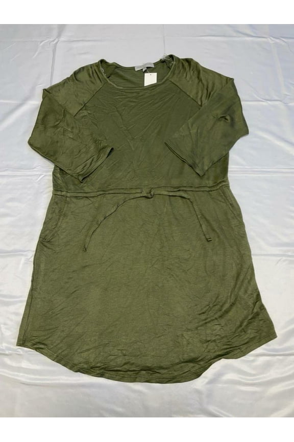 Petite French Terry Shirt Tail Dress Olive Night PL