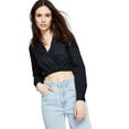 thumbnail image 1 of Now This Faux Wrap Poplin Shirt Black L, 1 of 1