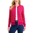 thumbnail image 1 of Charter Club Womens Wavy Stripe Button Cardigan Pink Tutu S, 1 of 1