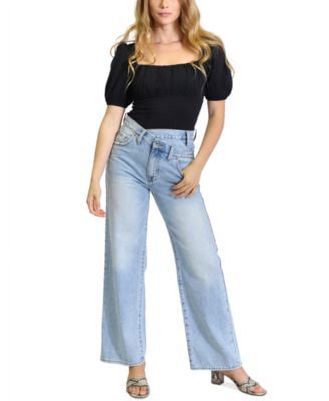 MSRP $49 Kit & Sky Puff-Sleeve Bodysuit Black Size Large