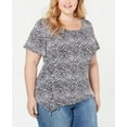 thumbnail image 1 of MSRP $49 Ny Collection Plus Size Animal-Print Asymmetrical-Hem Top Black Size 3X, 1 of 2