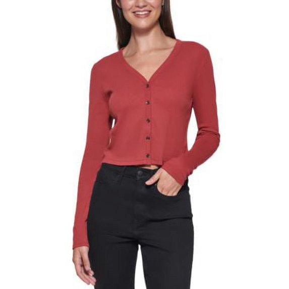 MSRP $50 Calvin Klein Jeans Cotton Button-Up Crop Top Size XL