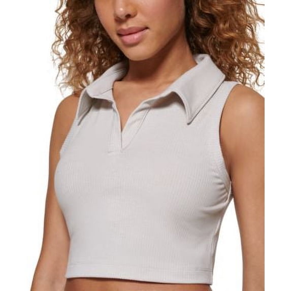 MSRP $50 Calvin Klein Perfomance Cropped Polo Tank Top Beige Size Large
