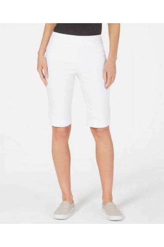 MSRP $50 Charter Club Petite Pull-On Bermuda Shorts White Size PXL