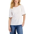 thumbnail image 1 of MSRP $50 Charter Club Women Pom-Pom Sleeve T-Shirt White Size Large, 1 of 1