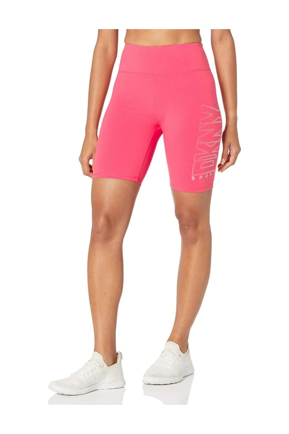 MSRP $50 Dkny Womens High Waist Rhinestone Logo Bike Short Pink Size Small
