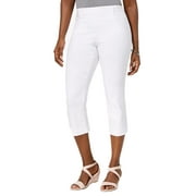 JM COLLECTION Petite Rivet Detail Tummy Control Capri Pants Bright White PM