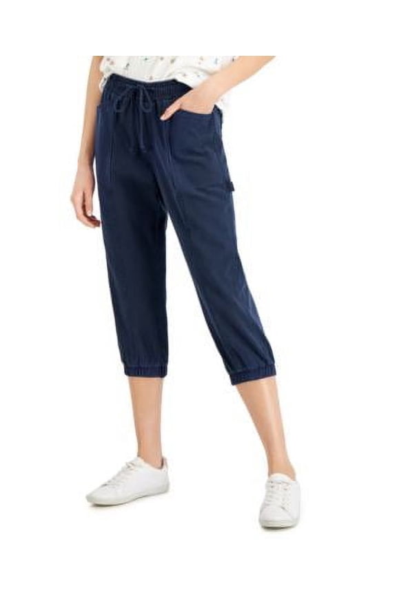 MSRP $50 Style & Co Cotton Pull-On Capri Pants Navy Size Medium