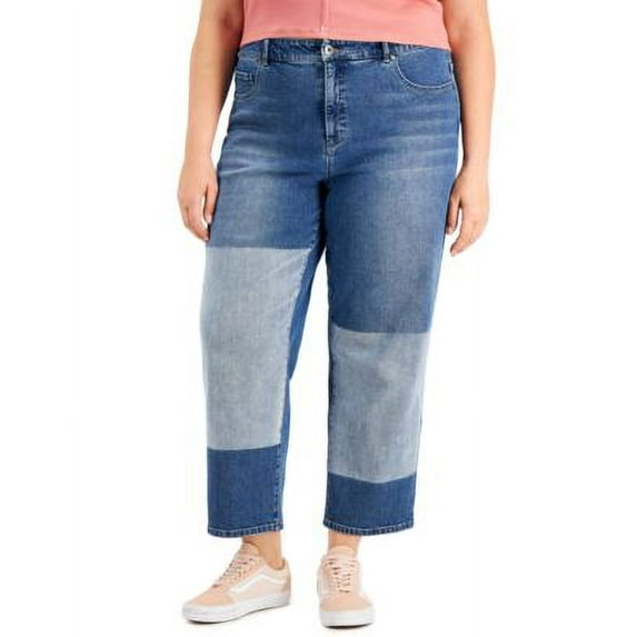Style & Co Plus Size Vintage Patch Mom Jeans Shadow Wash 20W