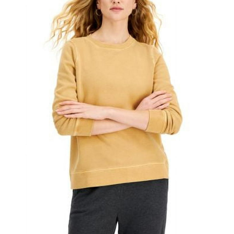 MSRP 50 Style Co Women Solid Crewneck Sweatshirt Yellow Size 2XL Walmart