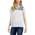 thumbnail image 1 of MSRP $50 Style & Co Womens Printed Embroidered Tassel-Tie Top White Size Medium, 1 of 6