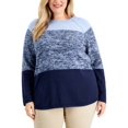 thumbnail image 1 of MSRP $52 Karen Scott Plus Size Cassie Colorblocked Sweater Navy Size 3X, 1 of 1
