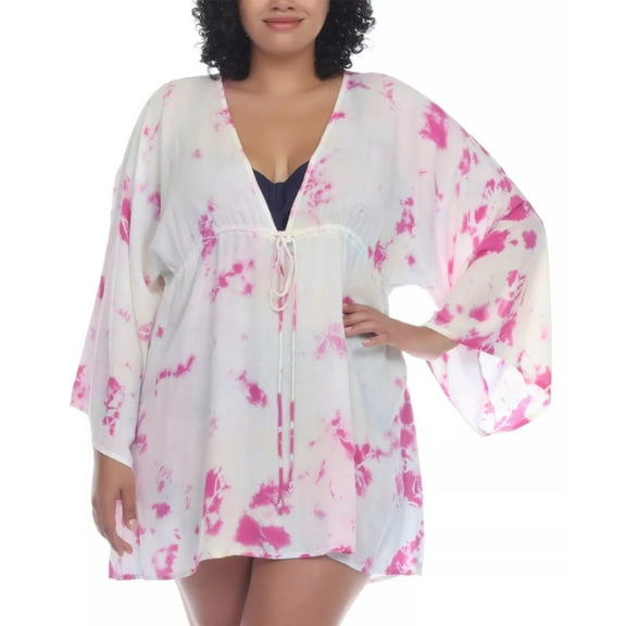 MSRP $54 Raviya Plus Size Tie-Dye Tunic Cover-Up Womens Multicolor Size 0X