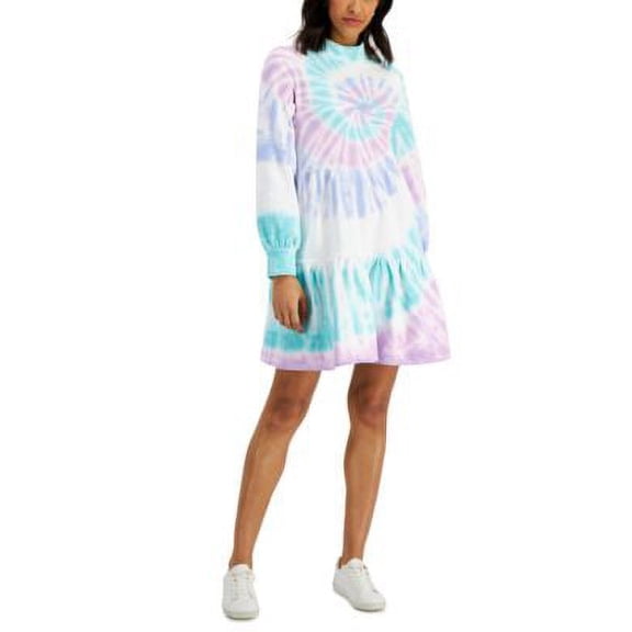 MSRP $54 Style & Co Womens Tie-Dye Mock-Neck Sweatshirt Dress Size Medium