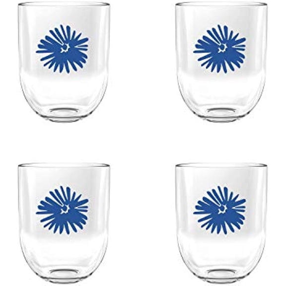 MSRP $54 TarHong Mid Floral Stemless Glass, 16 oz, Premium Plastic, Set of 4