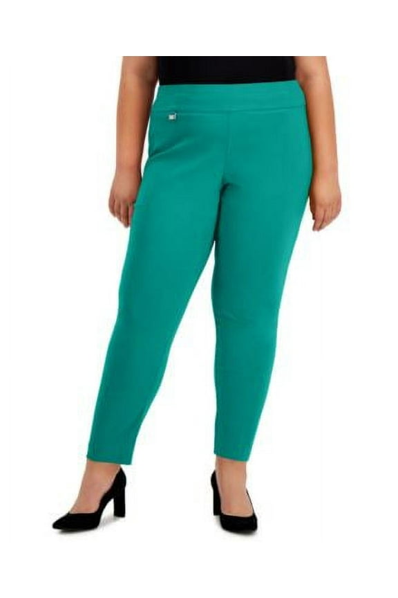 MSRP $55 Alfani Plus Size Tummy-Control Pull-On Skinny Pants Green Size 22W