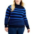 thumbnail image 1 of MSRP $57 Style & Co Plus Size Cotton Striped Funnel-Neck Sweater Size 3X, 1 of 1