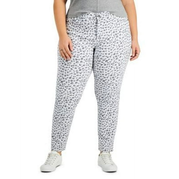 MSRP $59 Style & Co Plus Size Animal-Print Straight-Leg Jeans Gray Size 24W