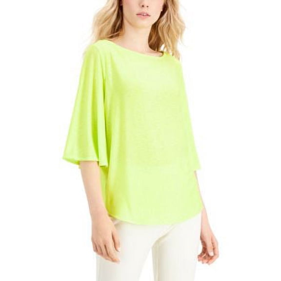 MSRP $60 Alfani Elbow-Sleeve Top Yellow Size Large